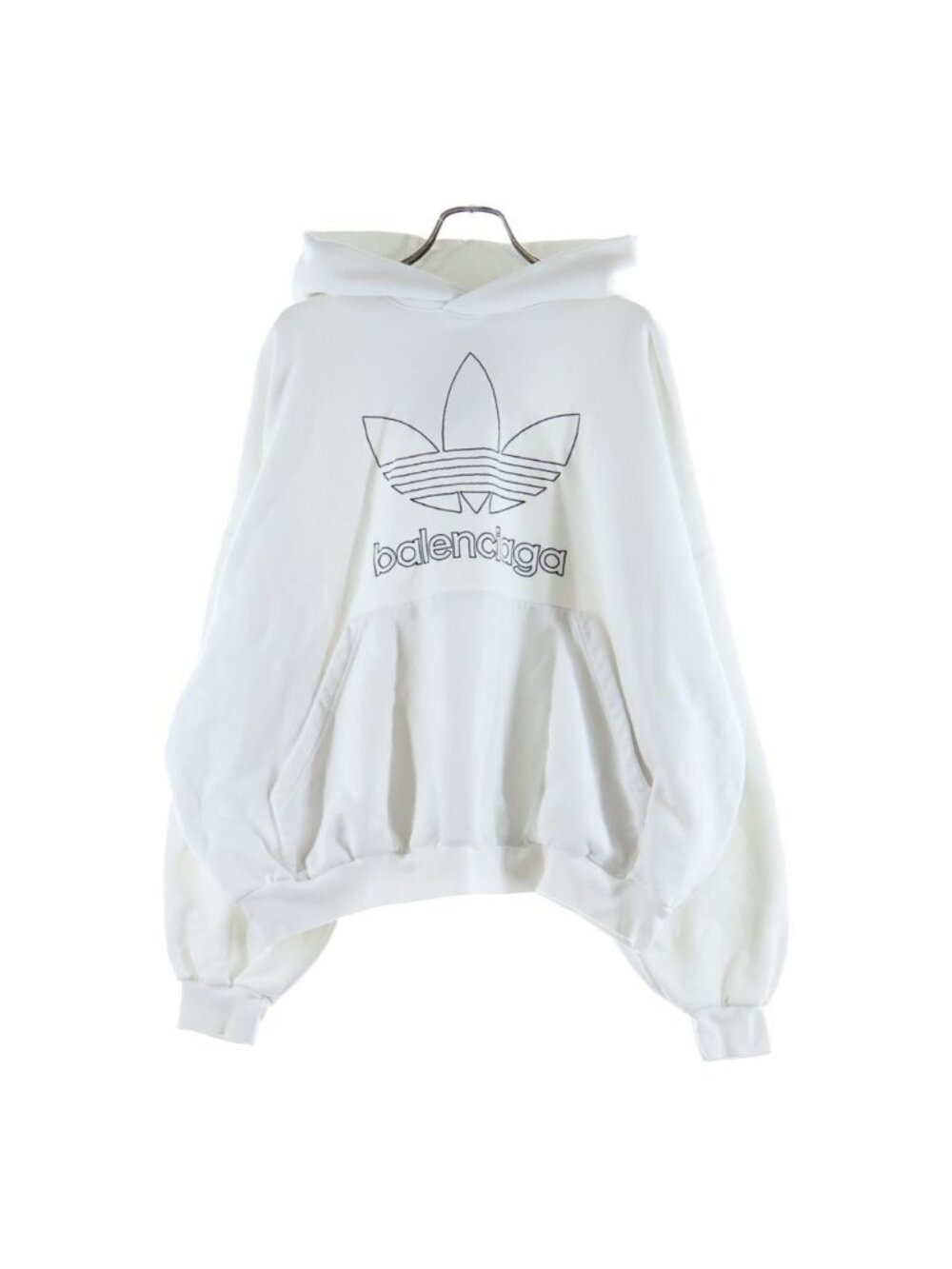 Balenciaga Adidas Logo Embroidery Pullover Hoodie White